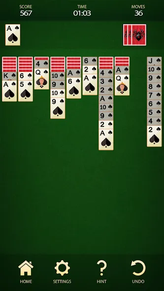 Spider Solitaire: Card Game (Спайдер Солитер)  [МОД Mega Pack] Screenshot 3