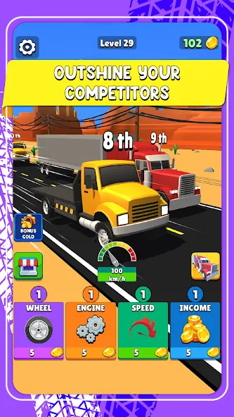 Idle Truck Racing : Cybertruck (Айдл Трак Рейсинг)  [МОД Бесконечные монеты] Screenshot 5