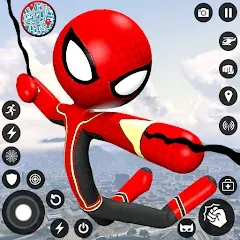 Скачать взломанную Spider Stickman Rope Hero Game  [МОД Mega Pack] - последняя версия apk на Андроид