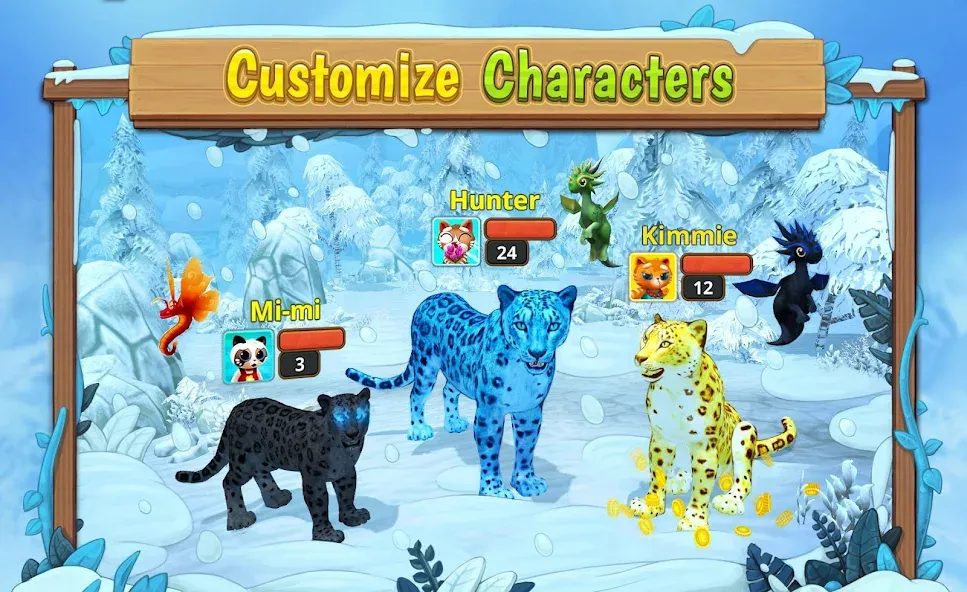 Snow Leopard Family Sim Online  [МОД Много монет] Screenshot 2