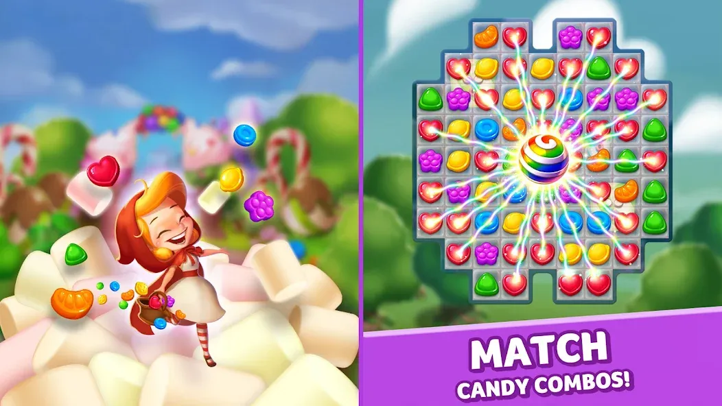 Lollipop & Marshmallow Match3  [МОД Бесконечные деньги] Screenshot 5