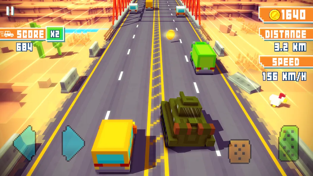 Blocky Highway: Traffic Racing (Блоки Хайвей)  [МОД Много монет] Screenshot 1