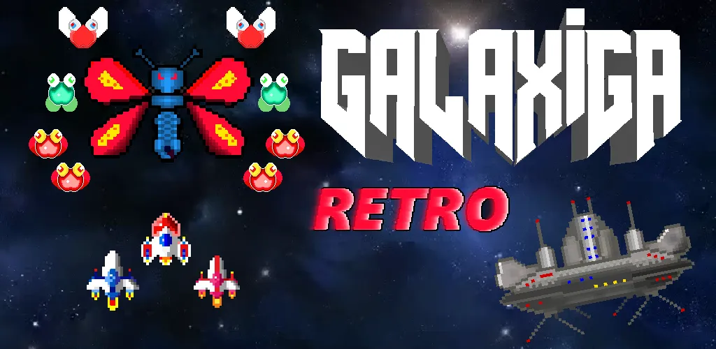 Galaxiga Retro Arcade Action (Галаксига Ретро Аркейд Экшн)  [МОД Unlocked] Screenshot 1