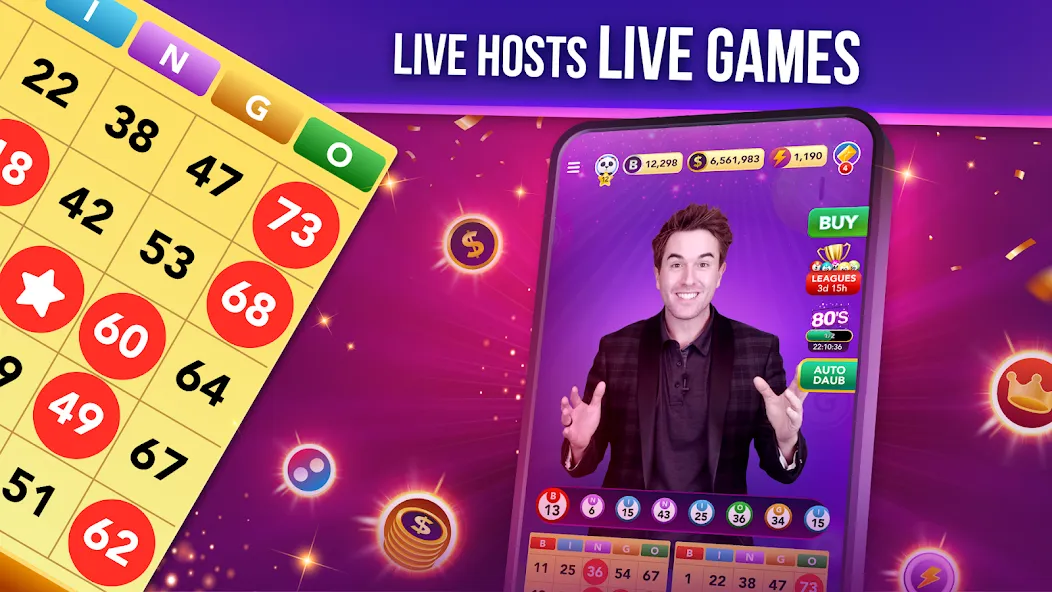 Live Play Bingo: Real Hosts (Лайв Плей Бинго)  [МОД Бесконечные монеты] Screenshot 2