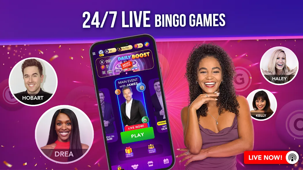 Live Play Bingo: Real Hosts (Лайв Плей Бинго)  [МОД Бесконечные монеты] Screenshot 3