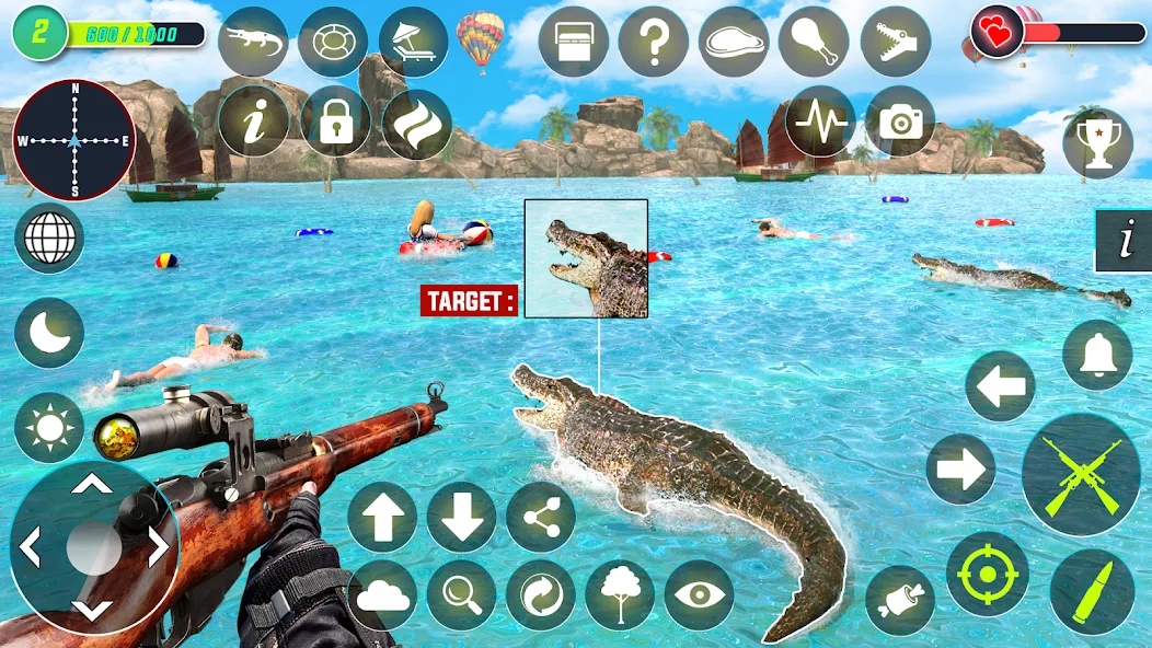 Crocodile Hunting Animal Games (Крокодил Охота Игры с животными)  [МОД Бесконечные монеты] Screenshot 5