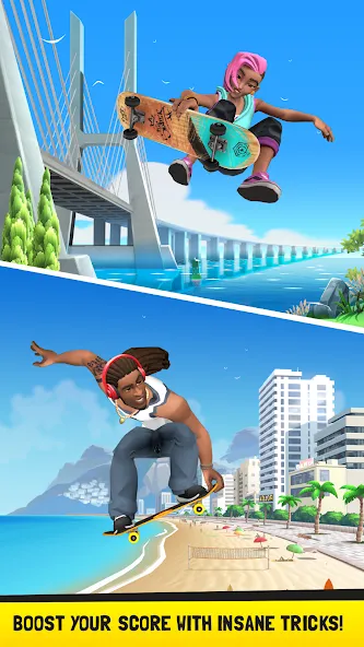 Flip Skater (Флип скейтер)  [МОД Бесконечные монеты] Screenshot 4