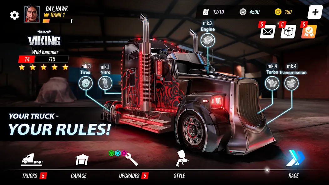 Big Rig Racing: Drag racing (Биг Риг Рейсинг)  [МОД Menu] Screenshot 1