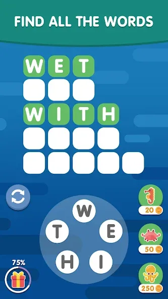 Word Search Sea: Word Puzzle  [МОД Бесконечные монеты] Screenshot 3