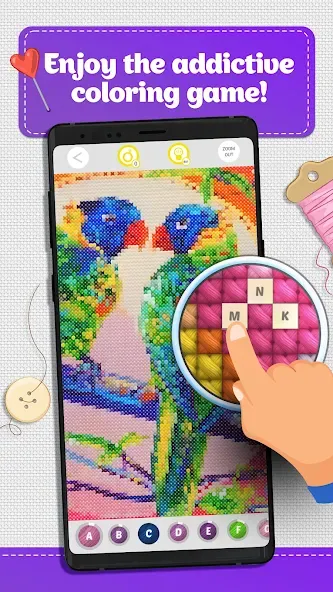 Cross Stitch Coloring Art (Кроссстич окрашивание искусства)  [МОД Много монет] Screenshot 1