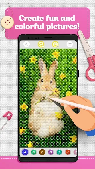 Cross Stitch Coloring Art (Кроссстич окрашивание искусства)  [МОД Много монет] Screenshot 3