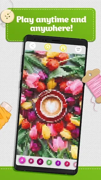 Cross Stitch Coloring Art (Кроссстич окрашивание искусства)  [МОД Много монет] Screenshot 5