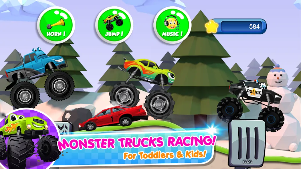 Monster Trucks Game for Kids 2 (Монстр Тракс Игра для Детей 2)  [МОД Много монет] Screenshot 1