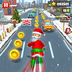 Скачать взлом Xmas Santa Surfer Running Game (Ксмас Санта Серфер Раннинг Гейм)  [МОД Бесконечные монеты] - полная версия apk на Андроид