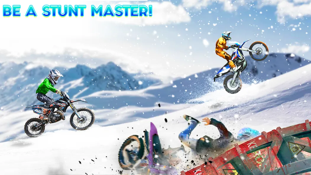 Snow Tricky Bike Stunt Race 3D  [МОД Много монет] Screenshot 3