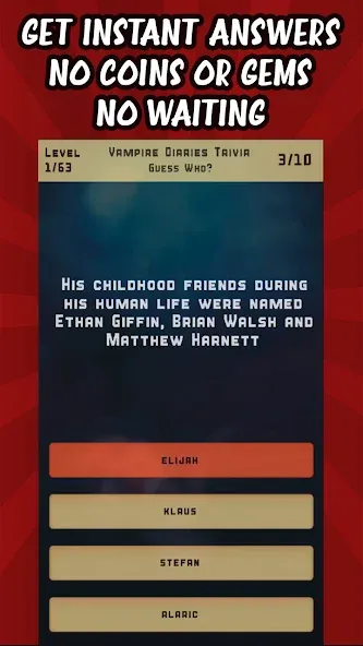 Vampire Diaries Quiz Trivia (Вампирские дневники викторина виктрия)  [МОД Много монет] Screenshot 3