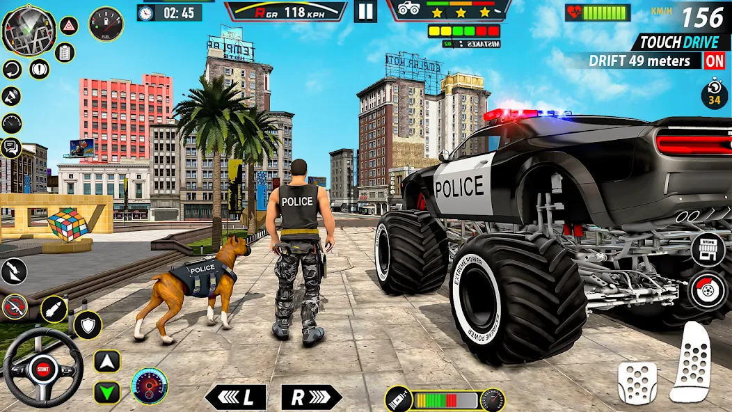 Police Monster Truck Car Games  [МОД Много монет] Screenshot 1