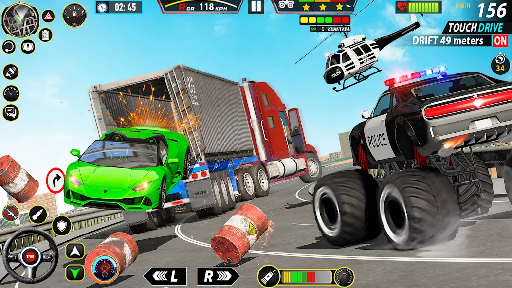 Police Monster Truck Car Games  [МОД Много монет] Screenshot 2