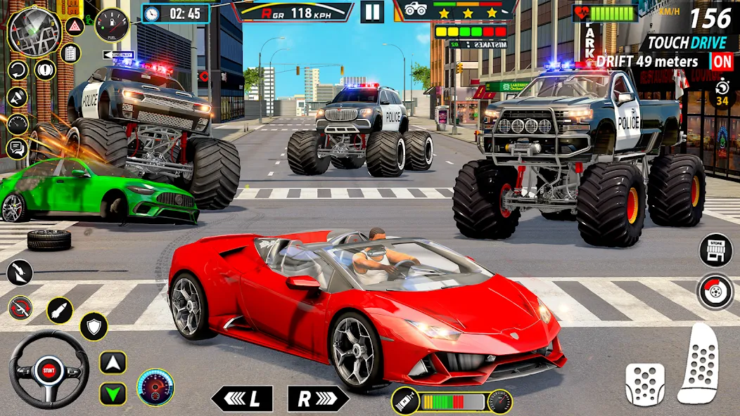 Police Monster Truck Car Games  [МОД Много монет] Screenshot 3