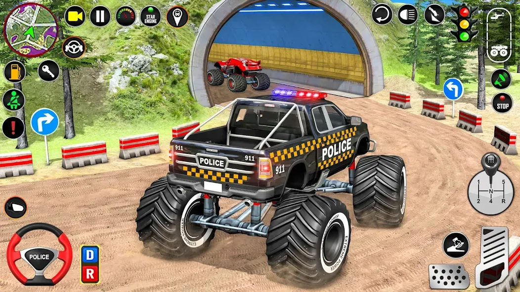 Police Monster Truck Car Games  [МОД Много монет] Screenshot 4