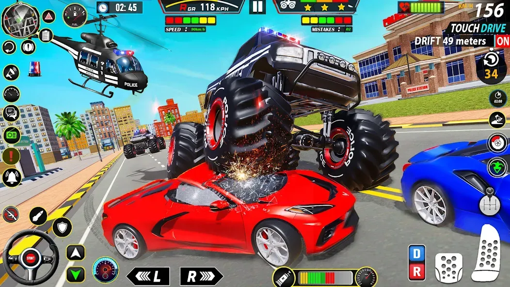 Police Monster Truck Car Games  [МОД Много монет] Screenshot 5