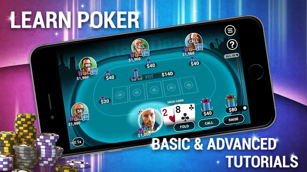 Learn How To Play Texas Poker  [МОД Menu] Screenshot 1