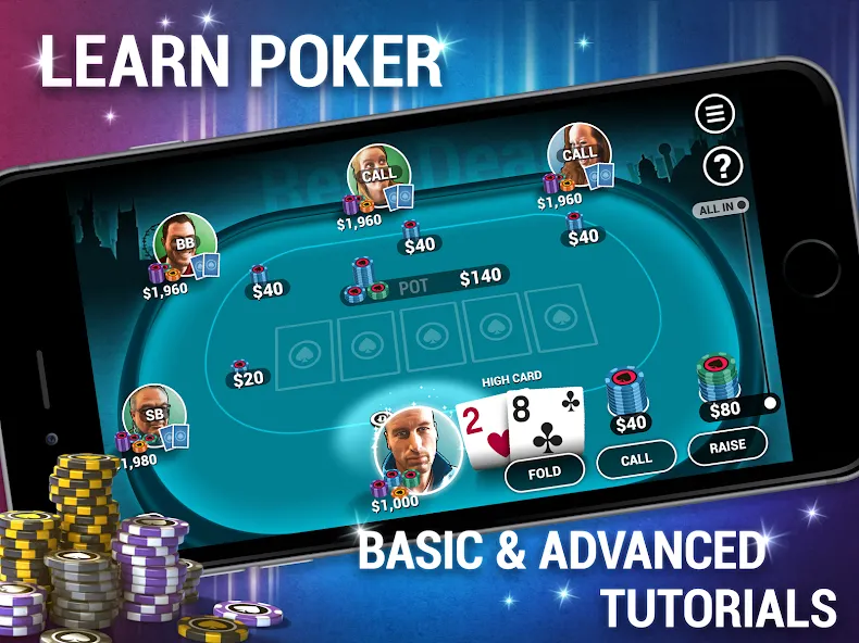 Learn How To Play Texas Poker  [МОД Menu] Screenshot 5