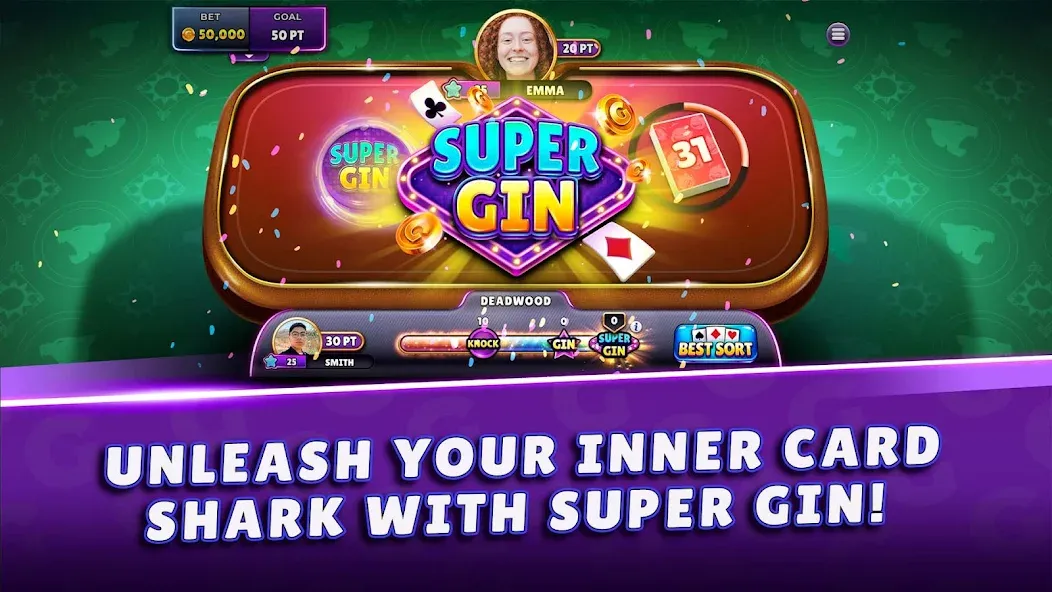 Gin Rummy Super - Card Game (Джин Рамми Супер)  [МОД Unlocked] Screenshot 1