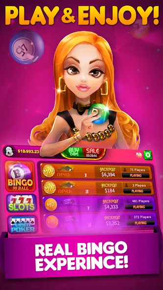 Bingo 90 Live : Vegas Slots (Бинго 90 Лайв)  [МОД Много денег] Screenshot 1