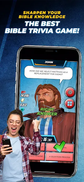 Bible Trivia Game: Heroes (Библейская игра викторина)  [МОД Много денег] Screenshot 1