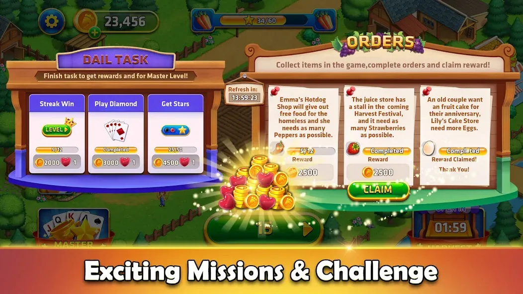 Tripeaks Solitaire - Home Town  [МОД Бесконечные деньги] Screenshot 4