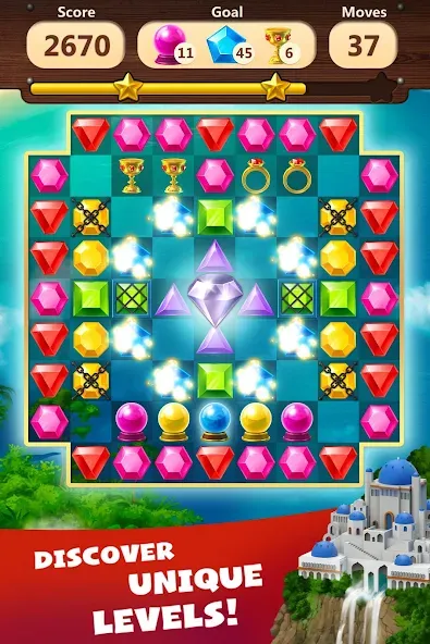 Jewels Planet - Match 3 Puzzle  [МОД Меню] Screenshot 3